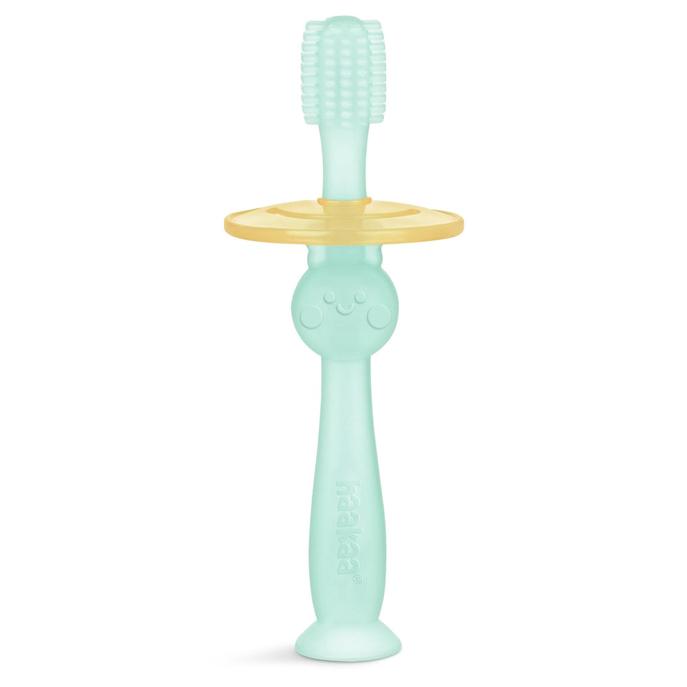Haakaa 360 baby toothbrush blue with shield design