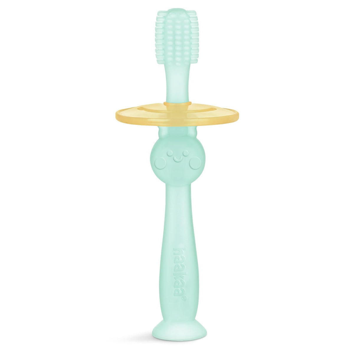 Haakaa 360 baby toothbrush blue with shield design