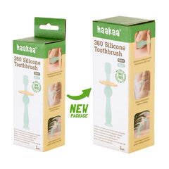 Blue haakaa 360° toothbrush with packaging
