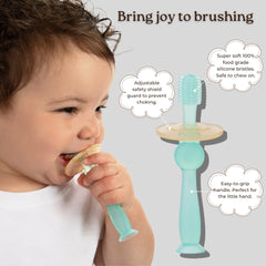 Haakaa 360° silicone baby toothbrush pink with suction base