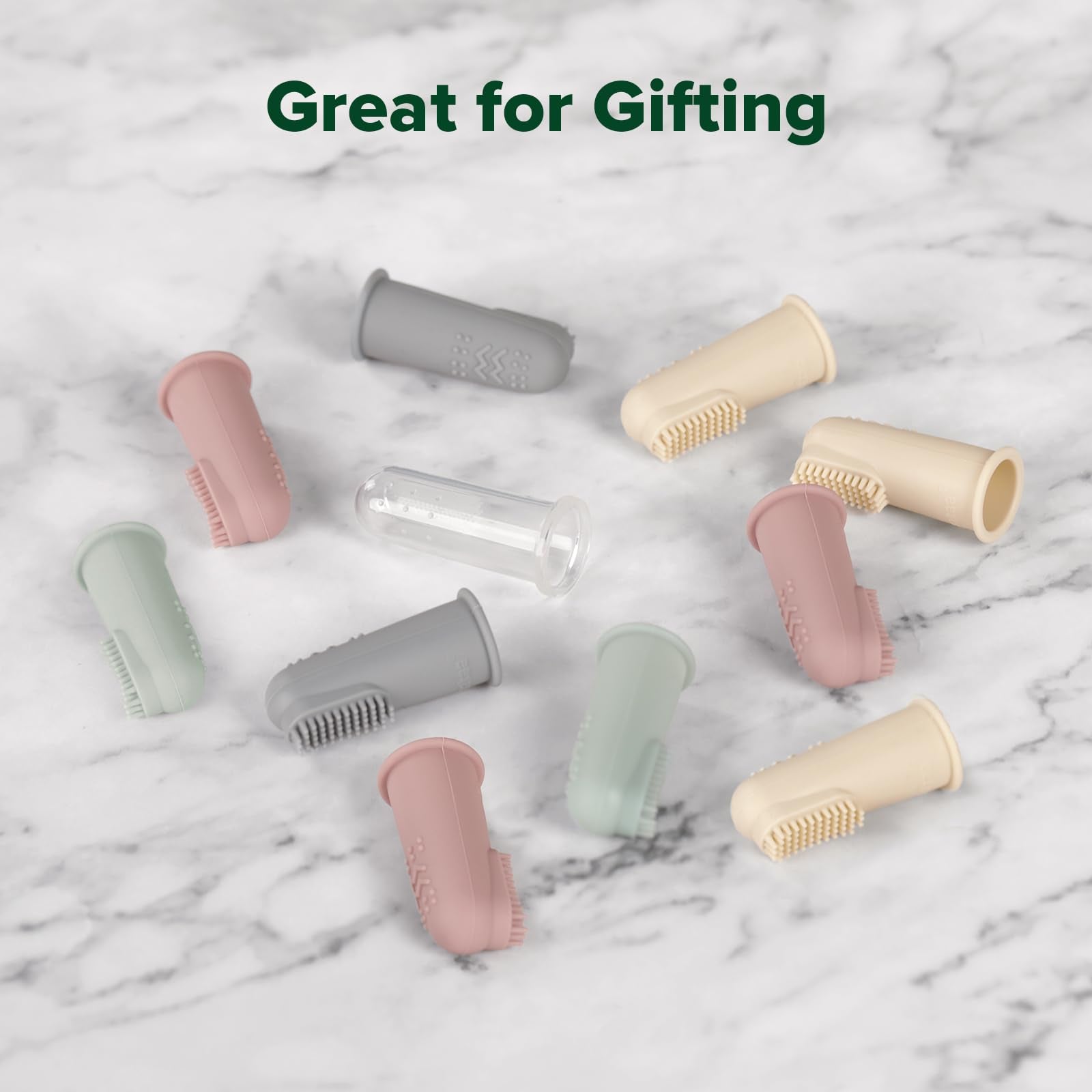 Back bumps on Haakaa finger toothbrush for soothing gums