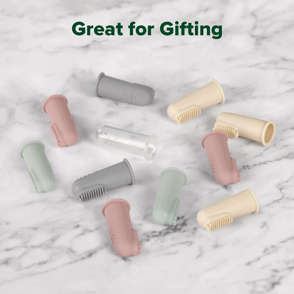 Back bumps on Haakaa finger toothbrush for soothing gums