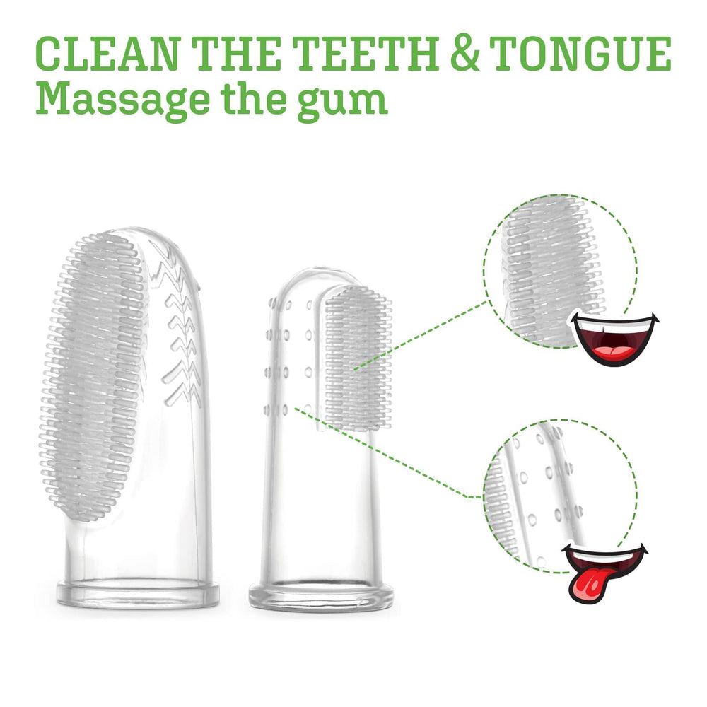 Baby teething training with silicone finger toothbrush