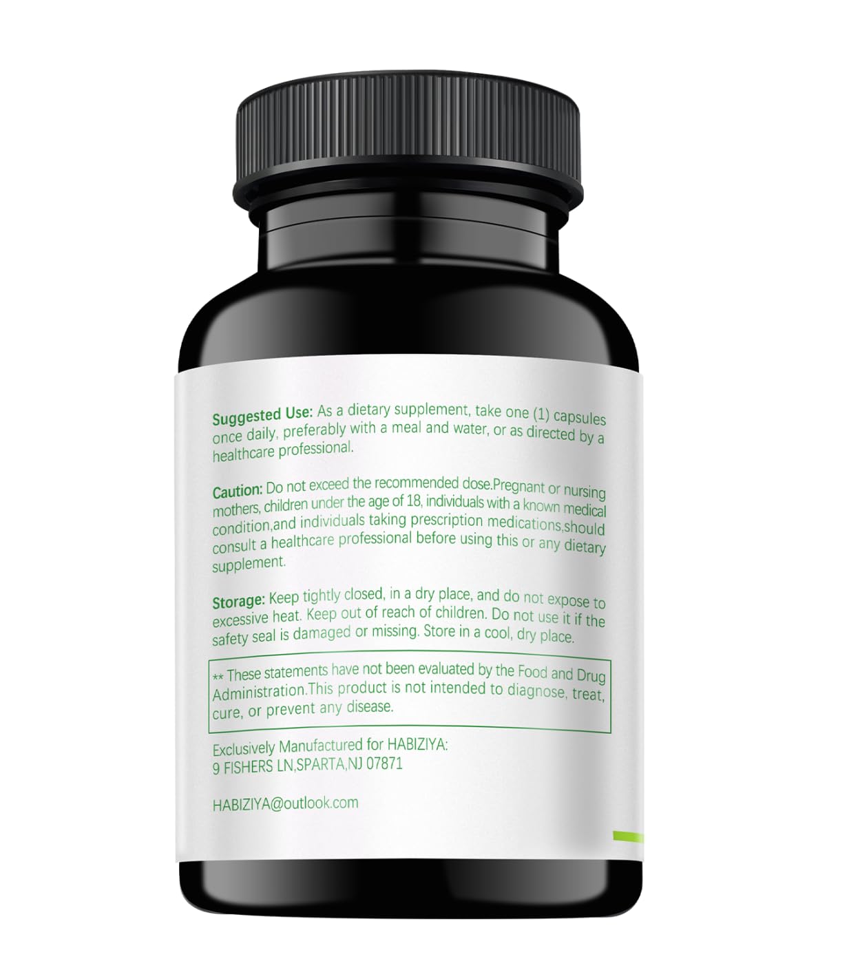Vegan, non-GMO capsules packaging for HABIZIYA Cortisol Manager