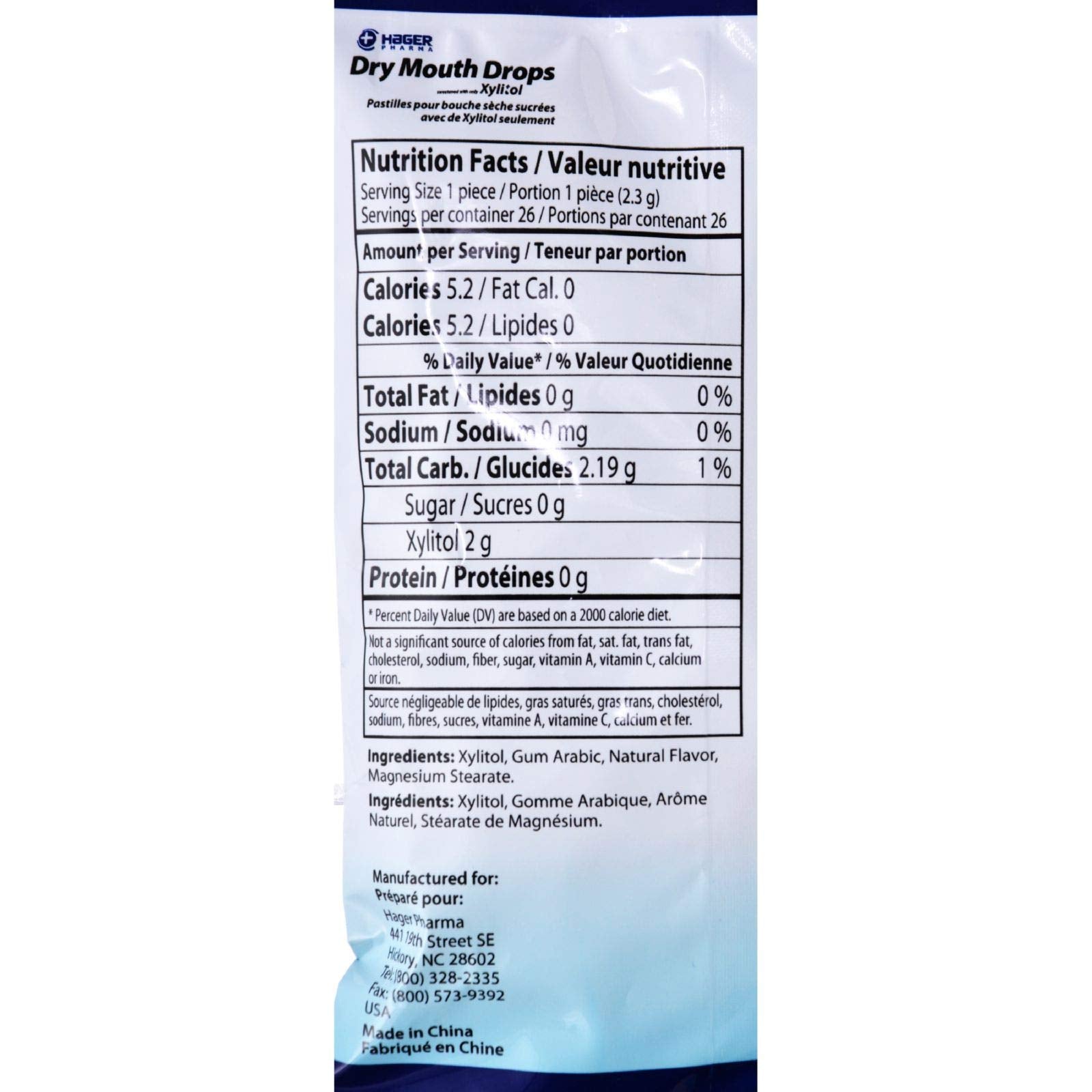 Hager Pharma Dry Mouth Drops Mint product with packaging and drops