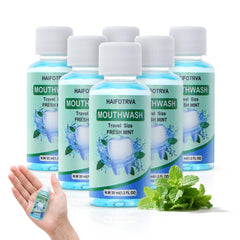 HAIFOTRVA 10-pack mini mouthwash bottles in blue mint flavor, 35ml each