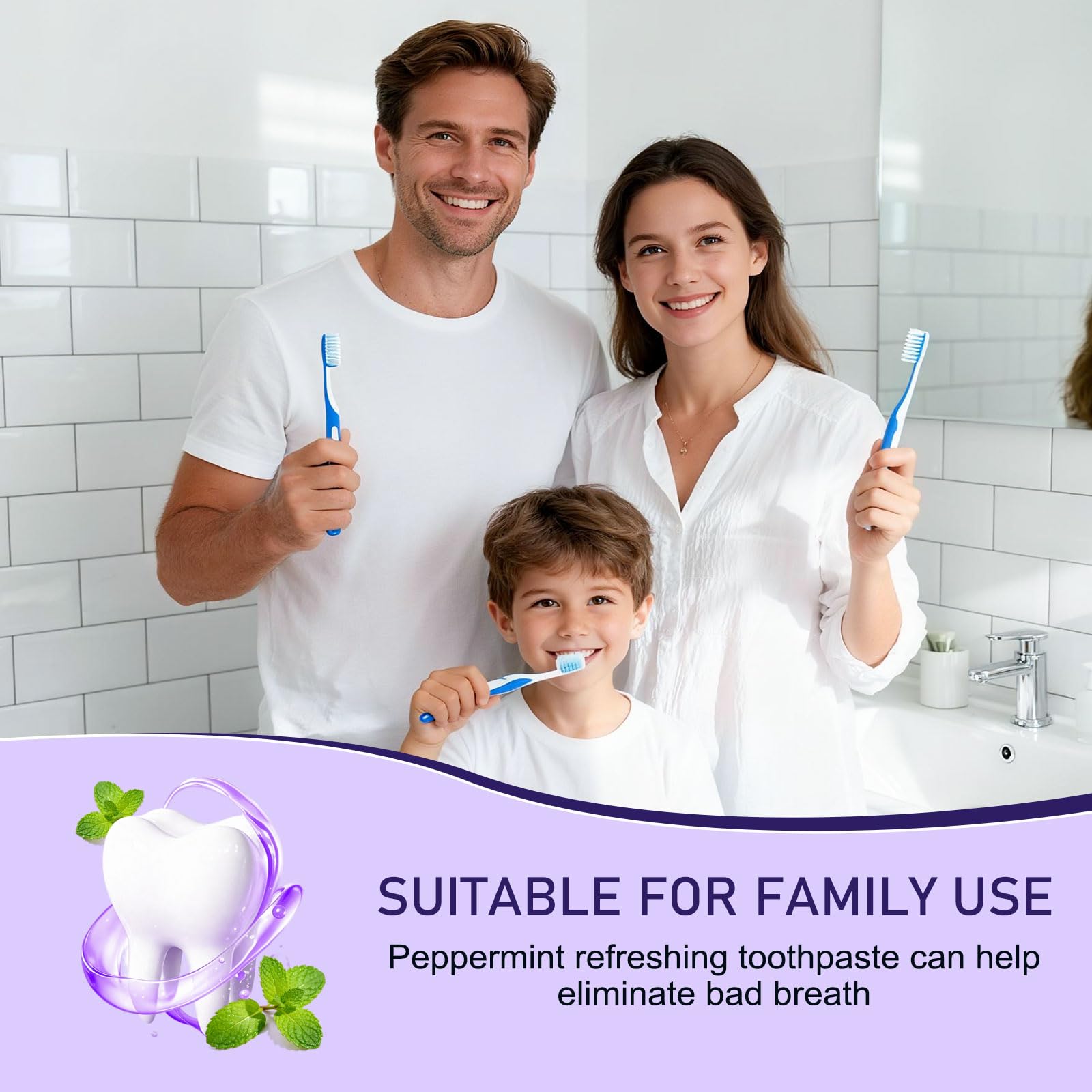 Individually wrapped 0.28 oz toothpaste tubes in mint flavor