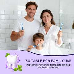 Individually wrapped 0.28 oz toothpaste tubes in mint flavor