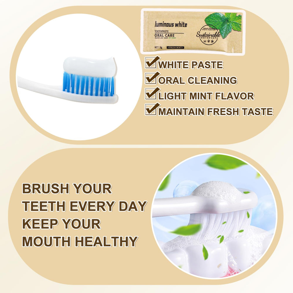 Individually wrapped travel toothpaste for easy distribution