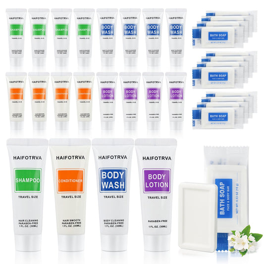 HAIFOTRVA 10-pack bulk hotel toiletries for guest rooms, ideal hospitality supply.