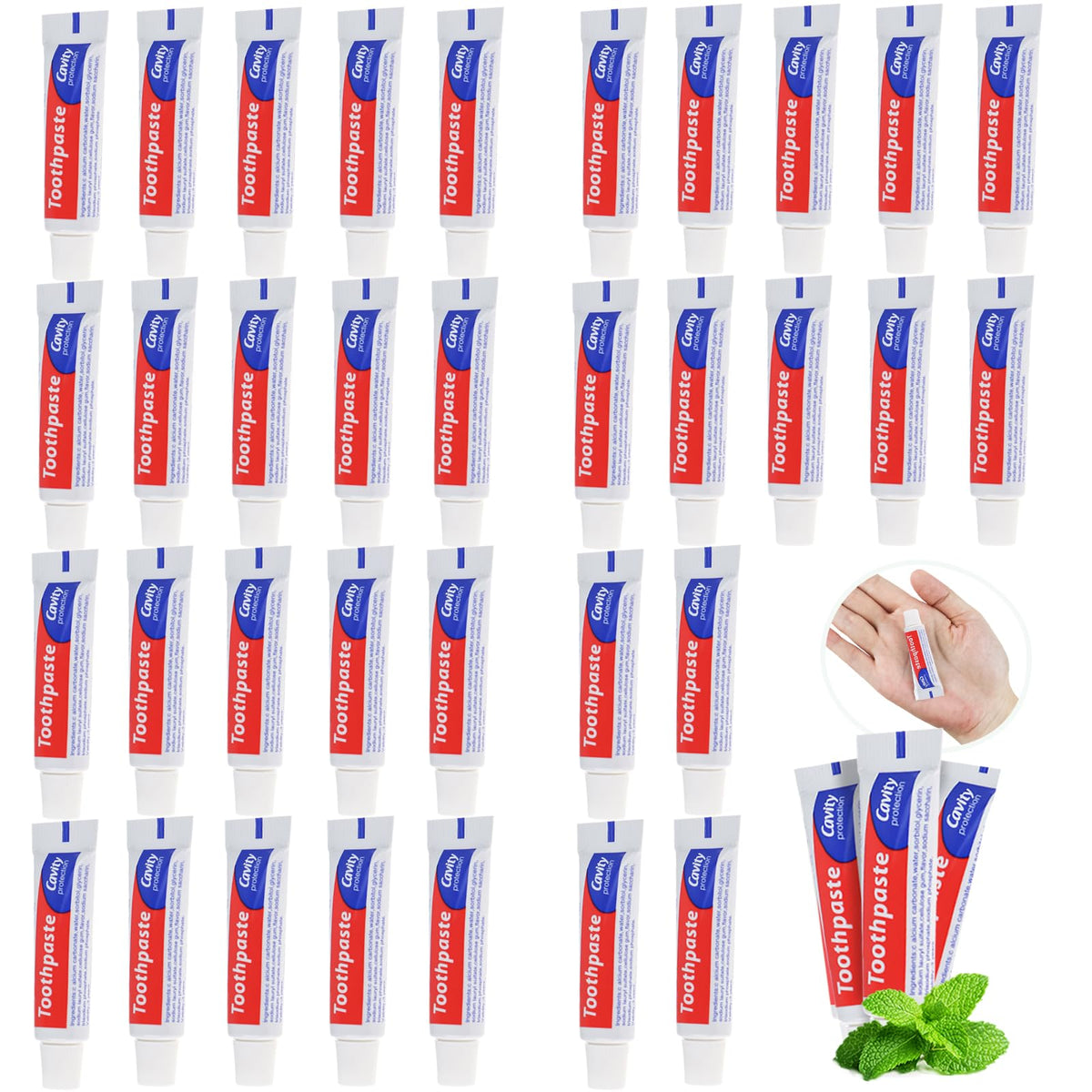 HAIFOTRVA 30-tube bulk travel toothpaste pack, 0.176 oz each