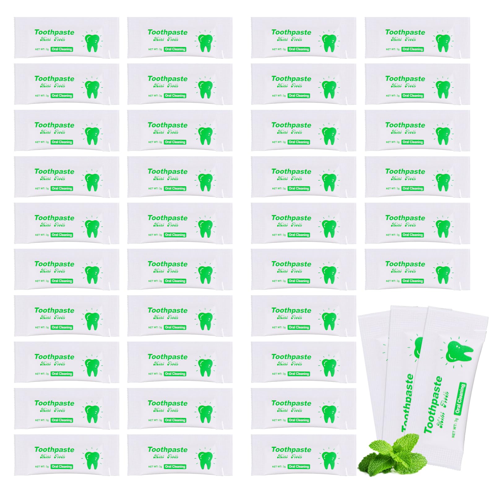 HAIFOTRVA travel toothpaste 0.105 oz mint, 30-pack, individually wrapped
