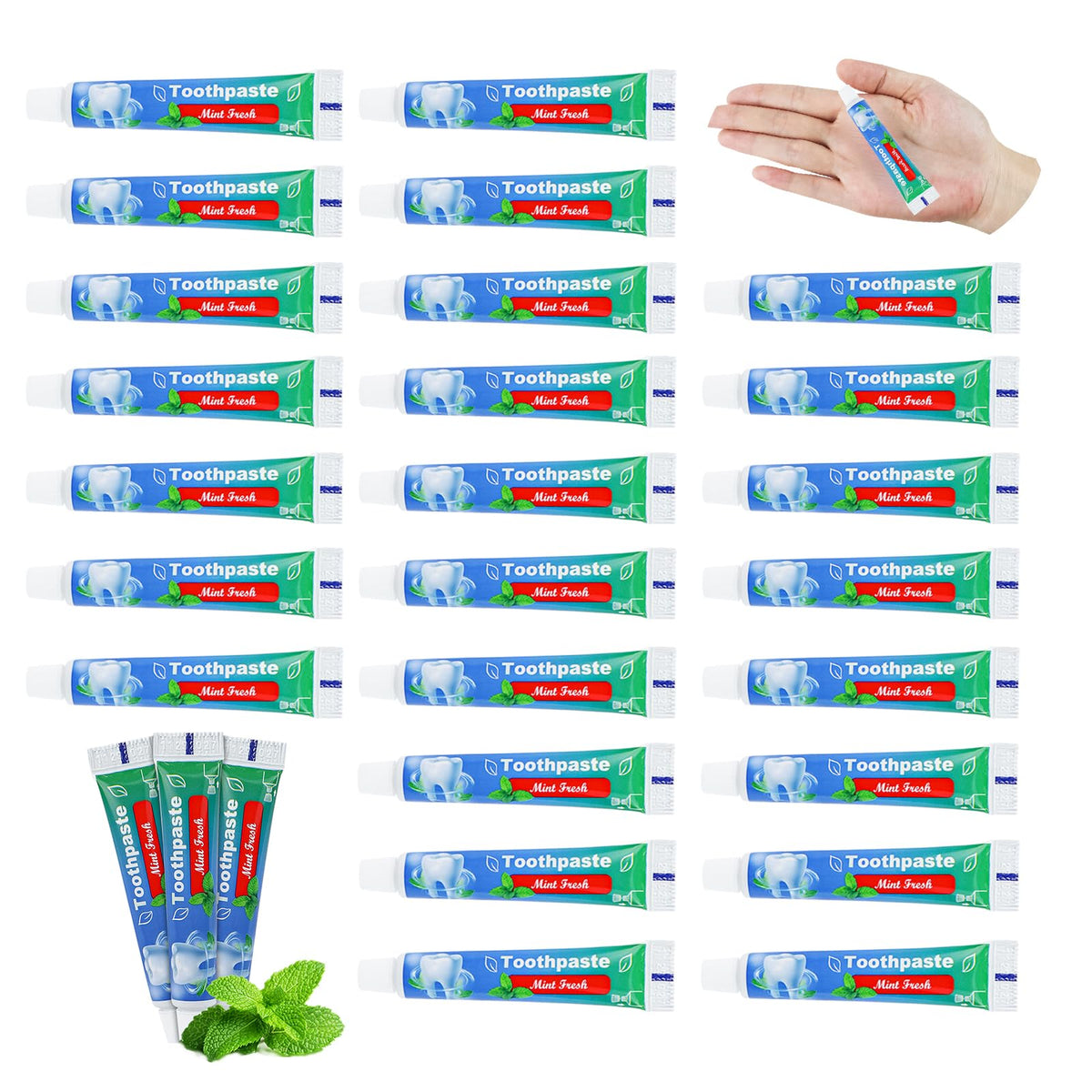 Front view of HAIFOTRVA 0.35 oz bulk toothpaste 30 tubes