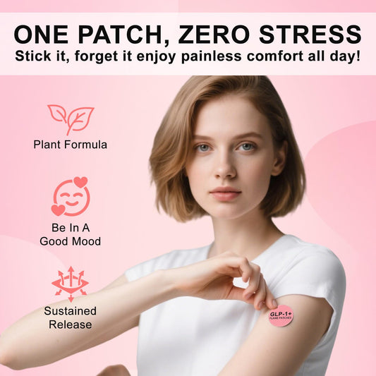 Close-up of GLP-1 patches applied to skin