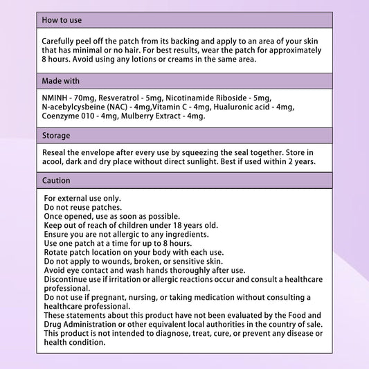 Back packaging information of Haiphy NAD+Patches