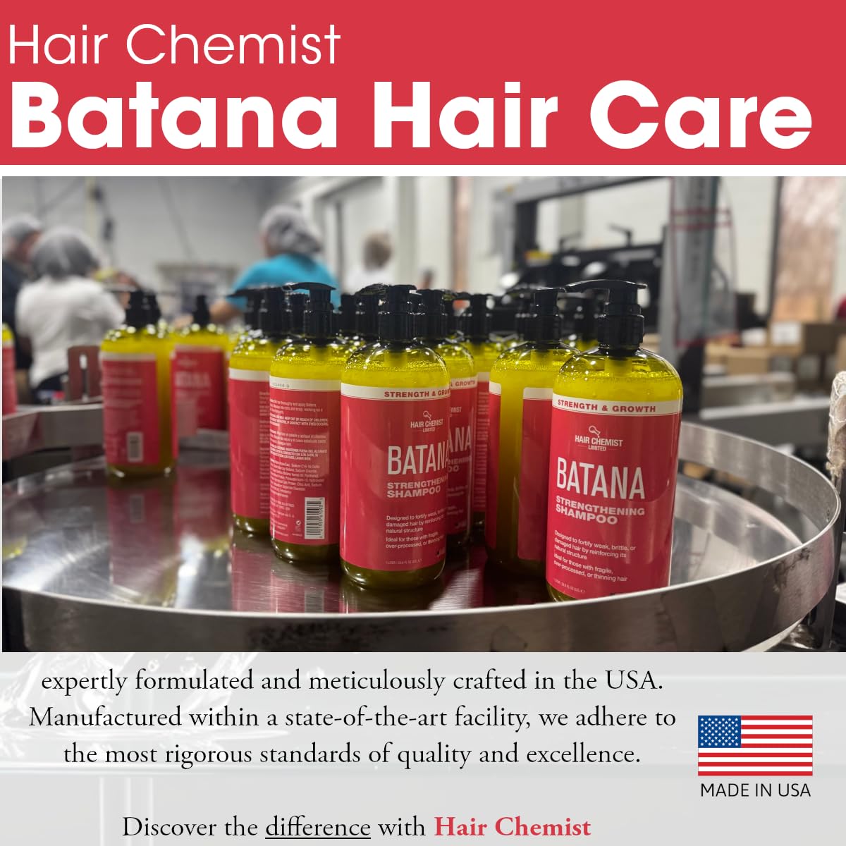 Hair Chemist Batana frizz smoothing effect suggests added manageability and radiance.