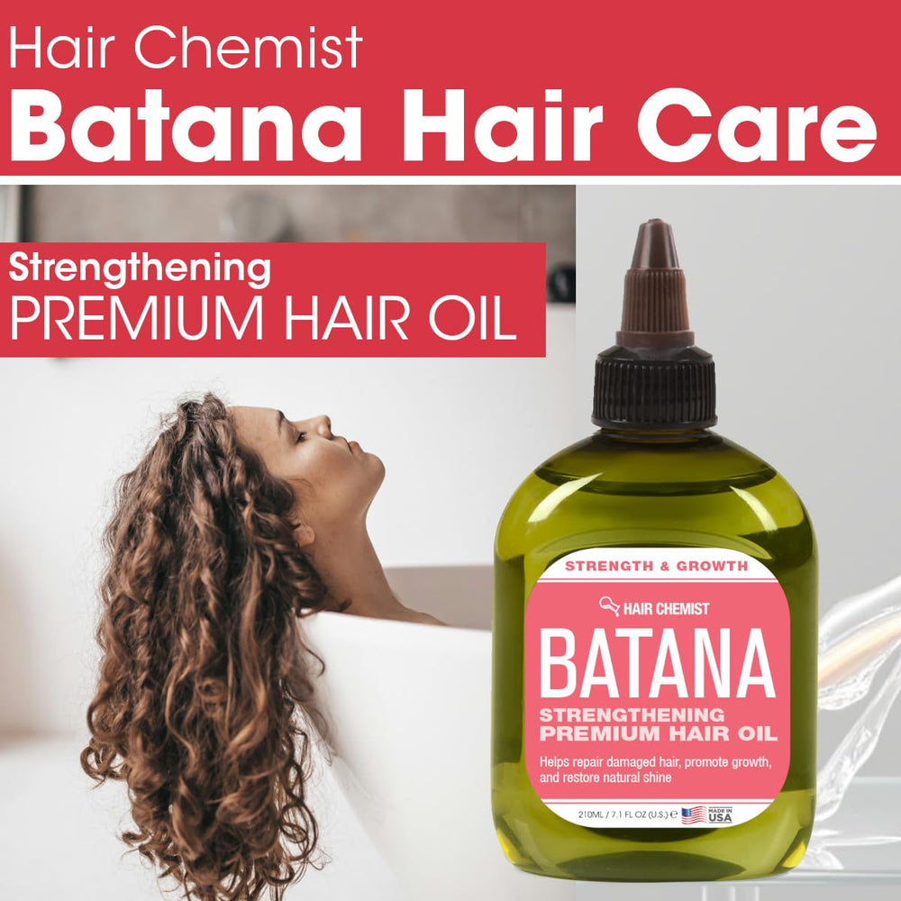 Hair Chemist Batana ingredients label showcases natural oils for hair nourishment.
