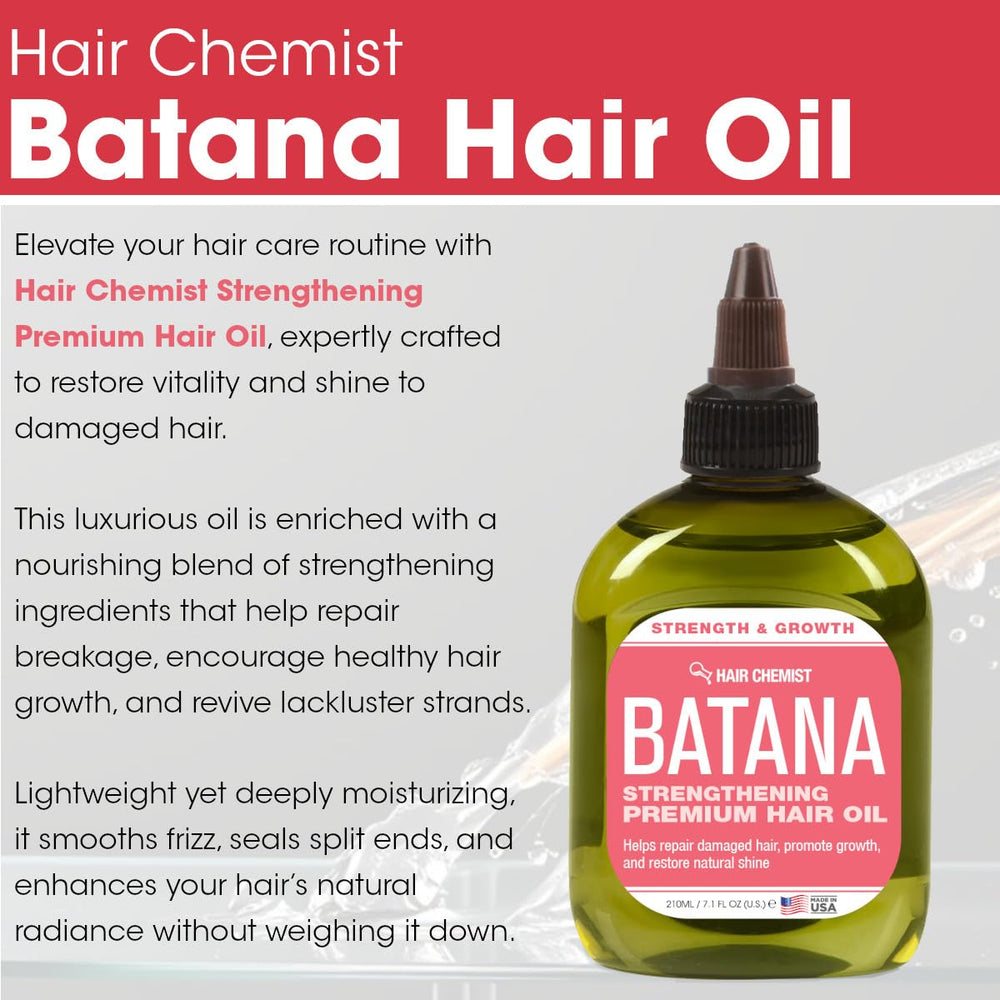 Hair Chemist Batana oil drops illustrate liquid texture suitable for scalp care.