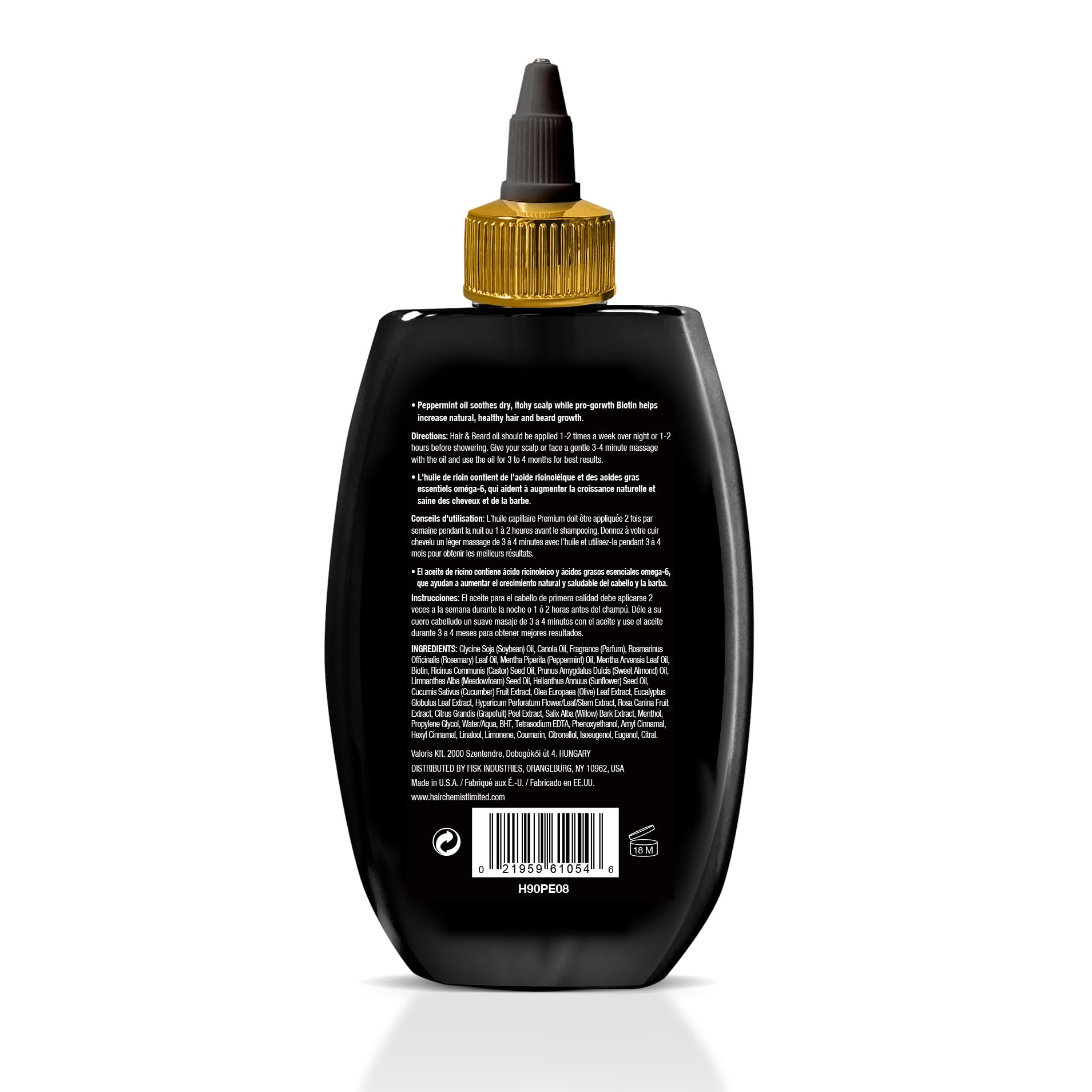 Hair Chemist Beard Oil drop close-up shows moisturizing formula for beard and scalp.