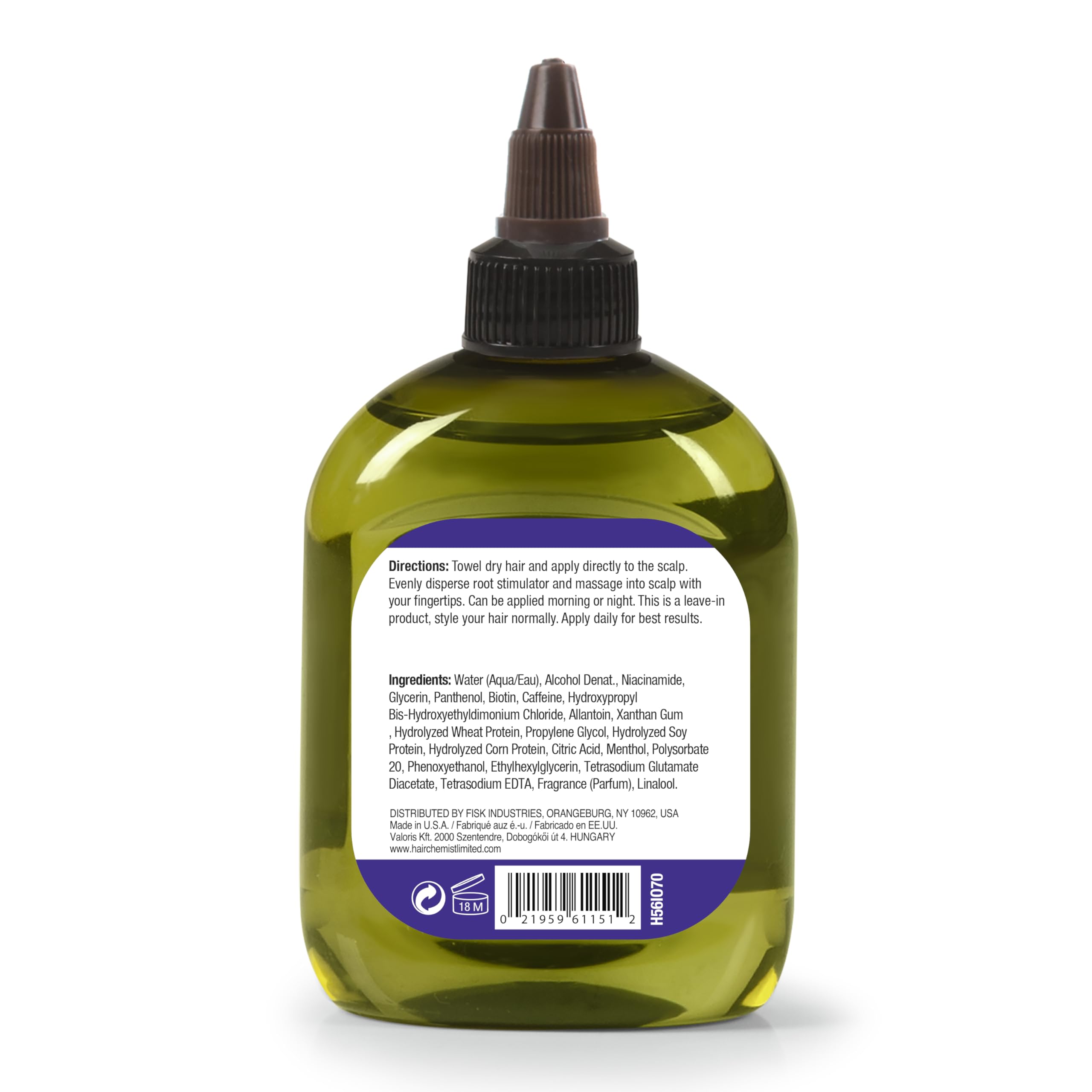 Hair Chemist label closeup highlighting Biotin formula for healthier roots.
