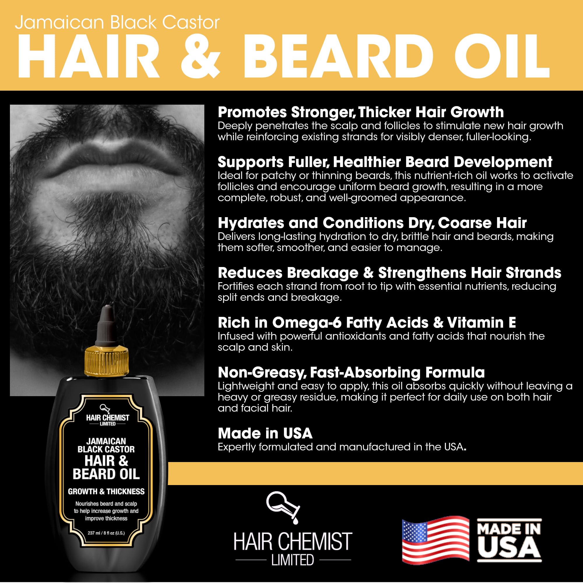 Hair Chemist Growth and Thickness beard application scene for patchy areas.