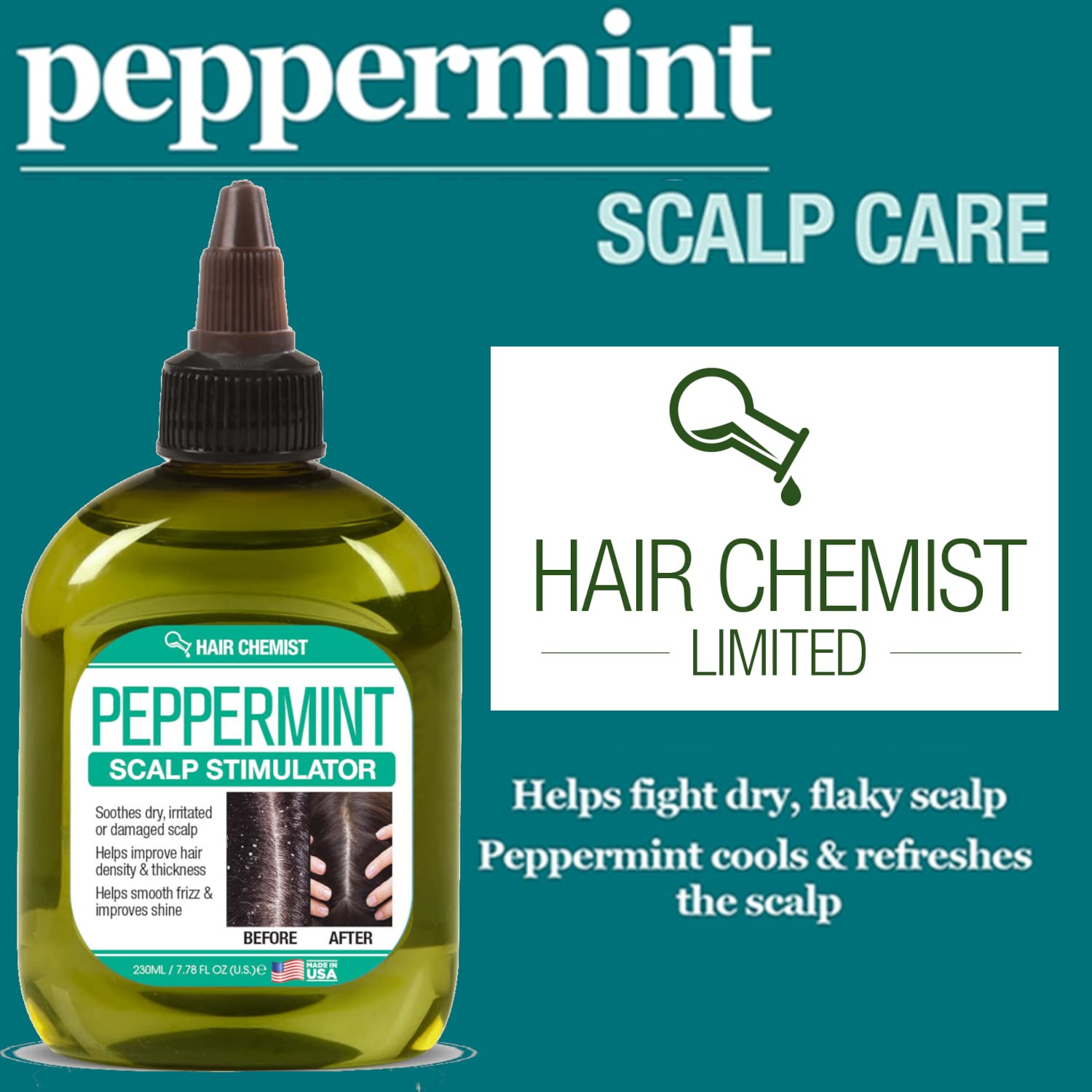 Hair Chemist Peppermint Scalp Stimulator label detail highlights natural ingredients