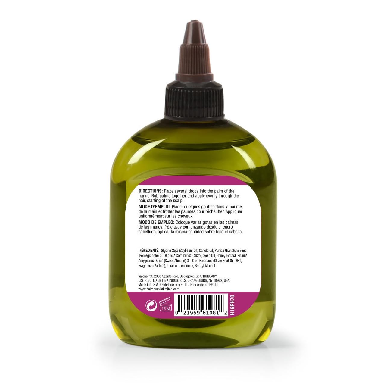 Hair Chemist pomegranate-honey oil pour showing quick absorption and lightweight conditioning