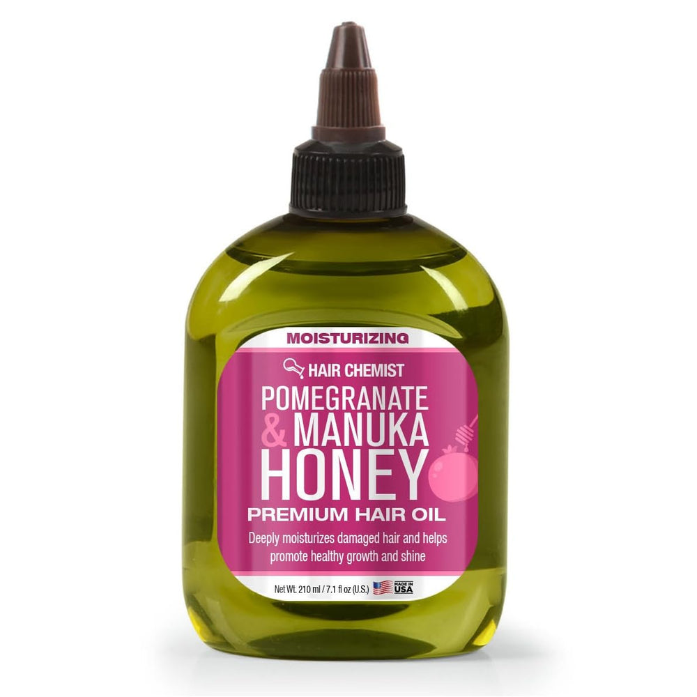 Hair Chemist pomegranate-manuka honey oil bottle for premium hair hydration