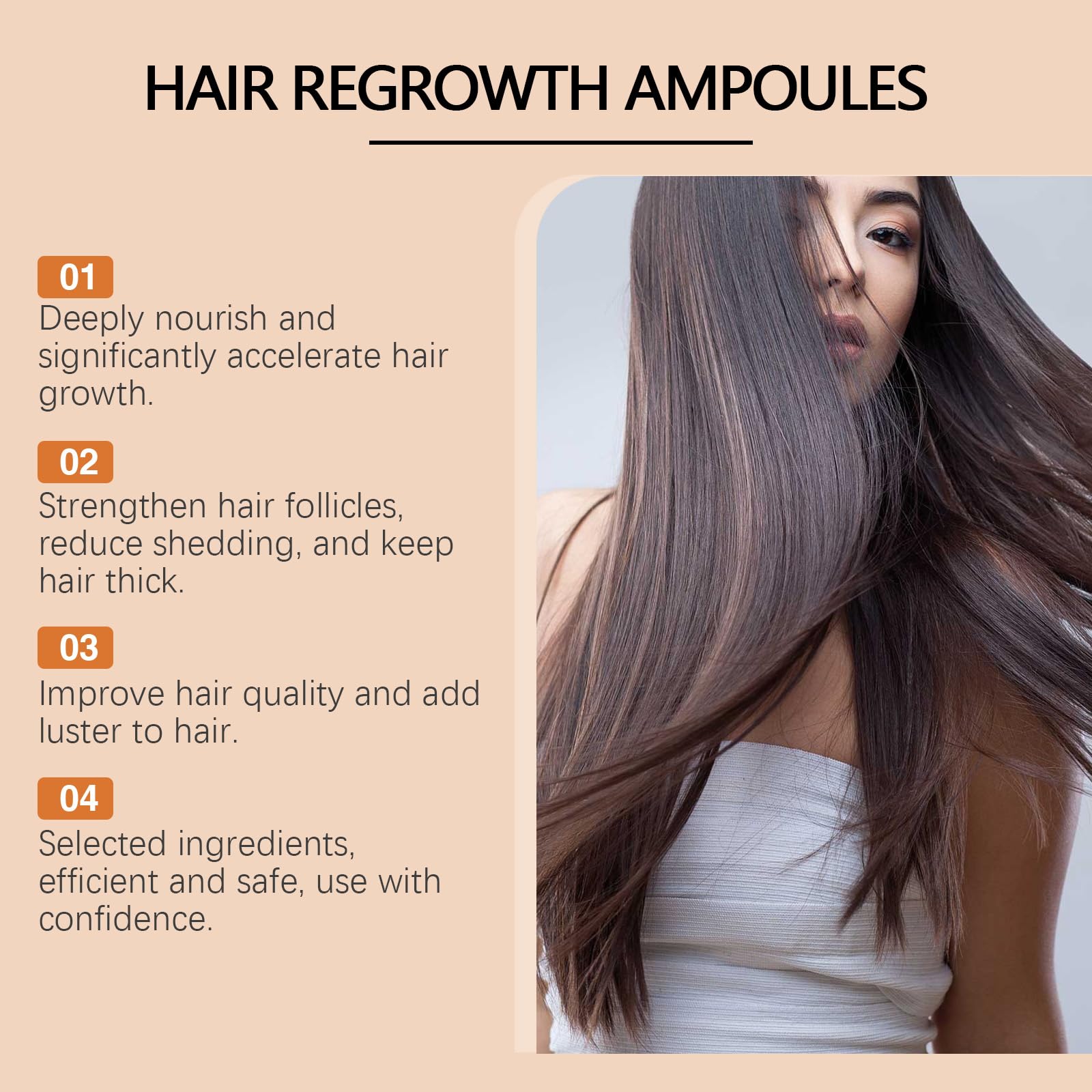 Hair Growth Ampoules packaging 7pcs lineup, convenient full course for home use.