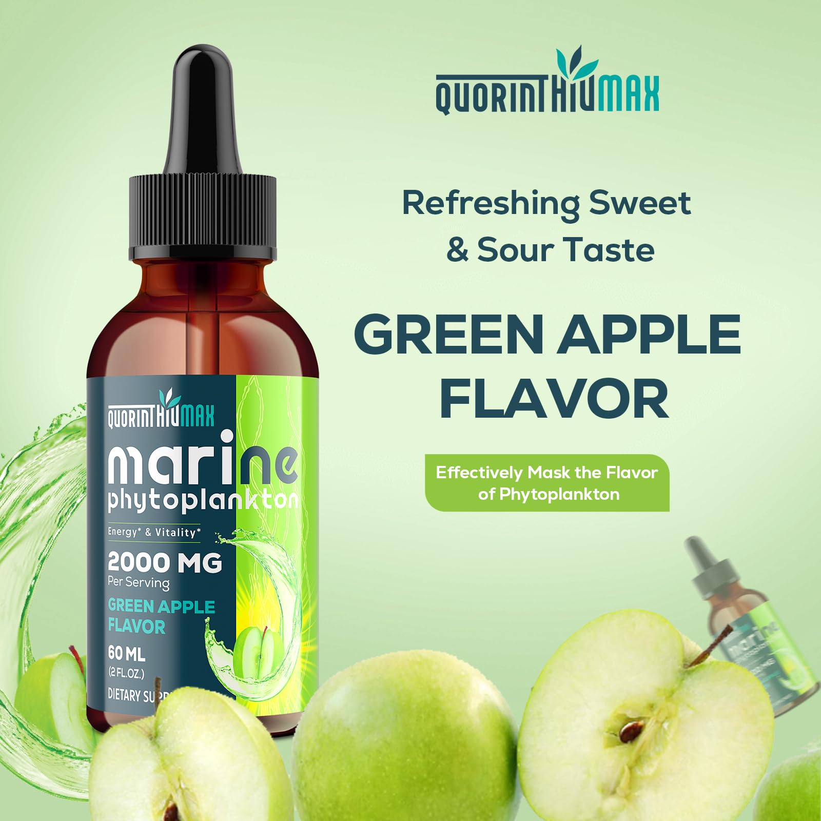 Concept image of hair growth supported by marine phytoplankton drops