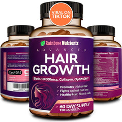Rainbow Nutrients Hair Growth supplement bottle on white background