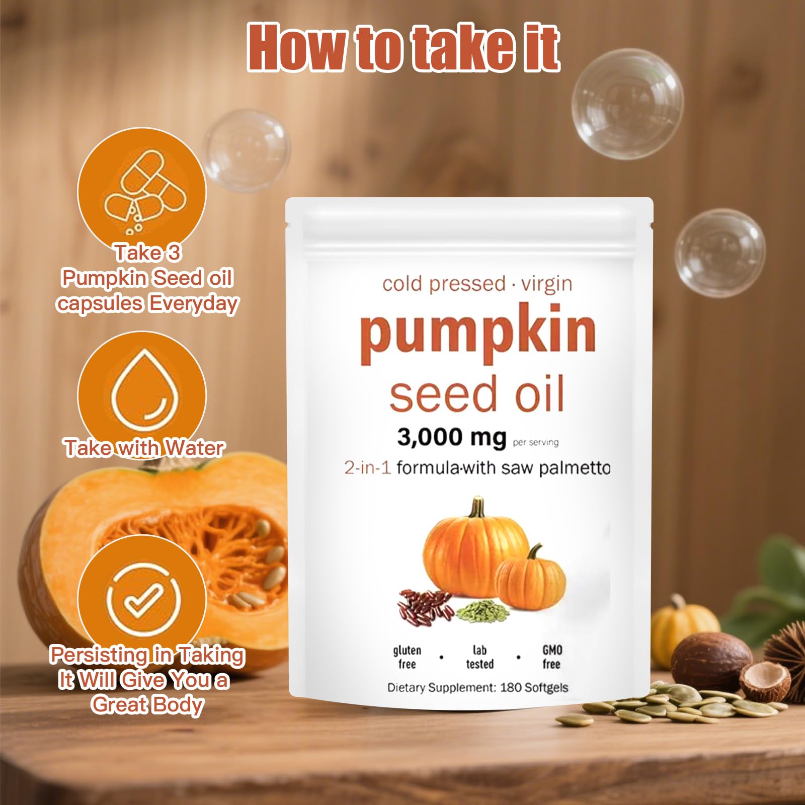 Hair health support from pumpkin seed oil and saw palmetto