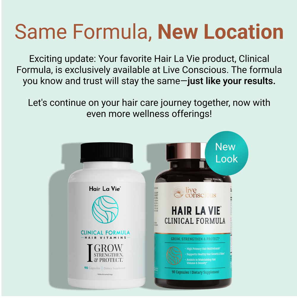 Hair La Vie Live Conscious branding on box underlining trusted wellness.