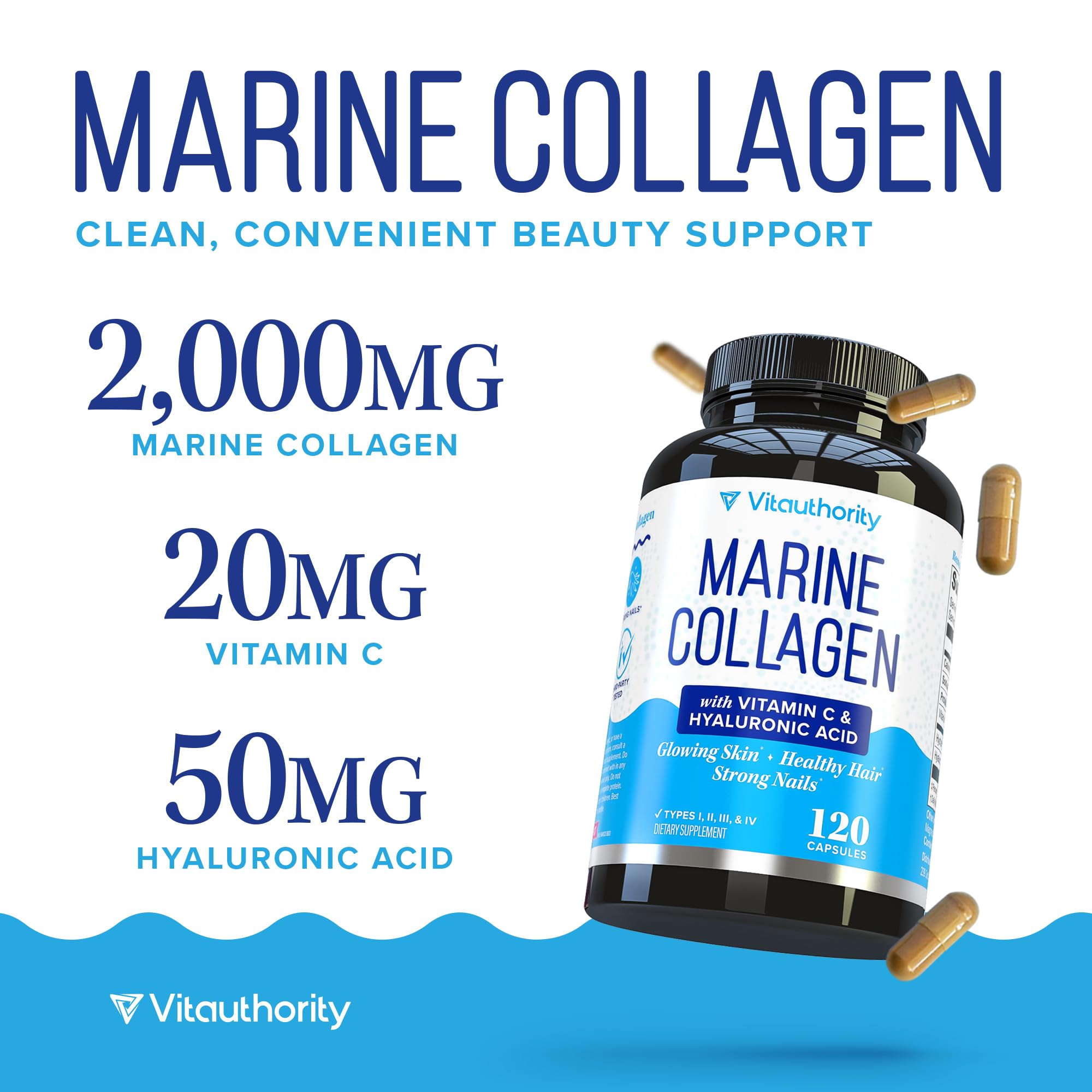 Illustration of healthy hair, nails, and skin from collagen supplementation