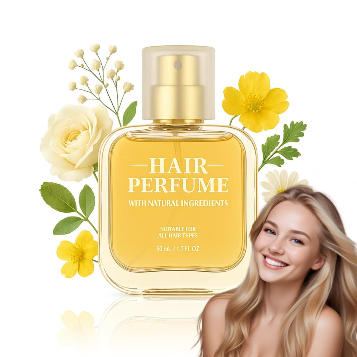 Hair Perfume for Women bottle showcasing warm floral notes for daily freshness