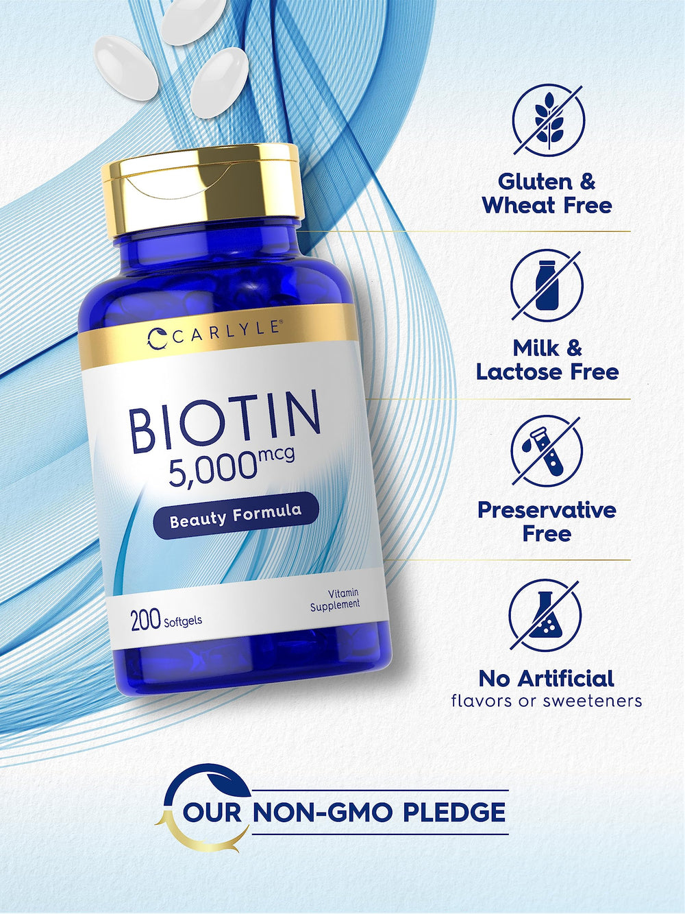 Illustration of hair, skin and nails benefits from biotin
