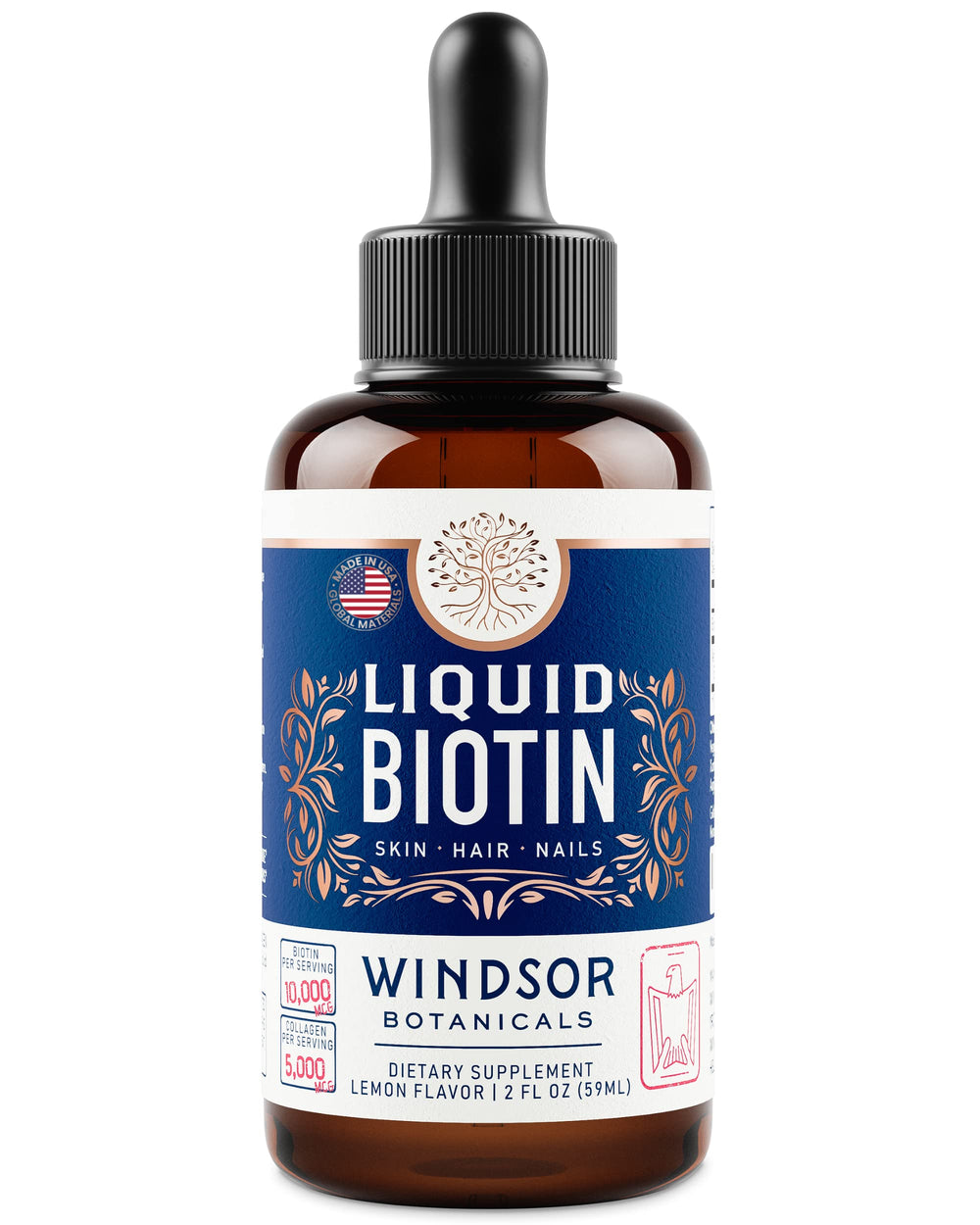 Hair, skin, nails supplement with biotin and collagen drops