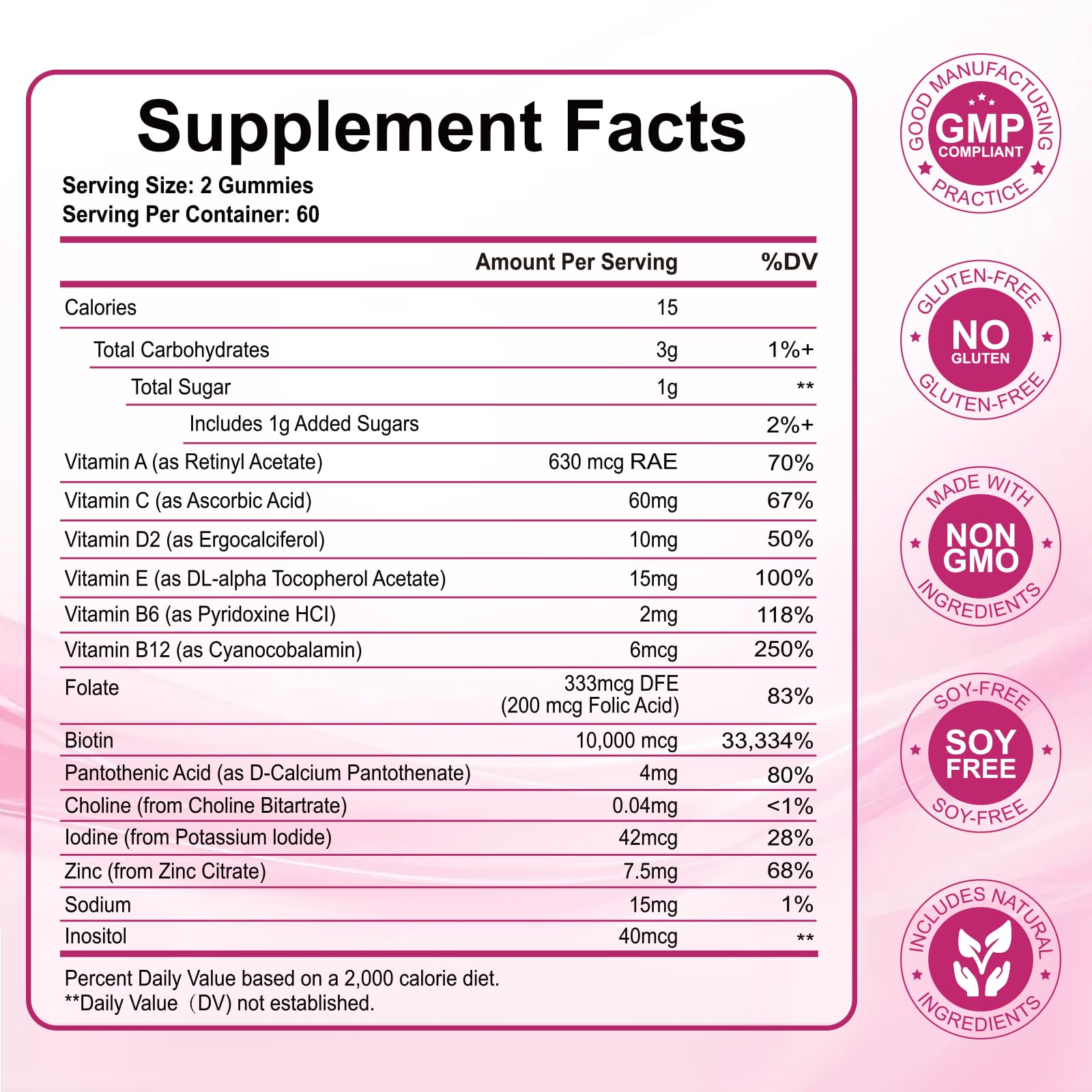 Close-up of strawberry-flavored biotin gummy