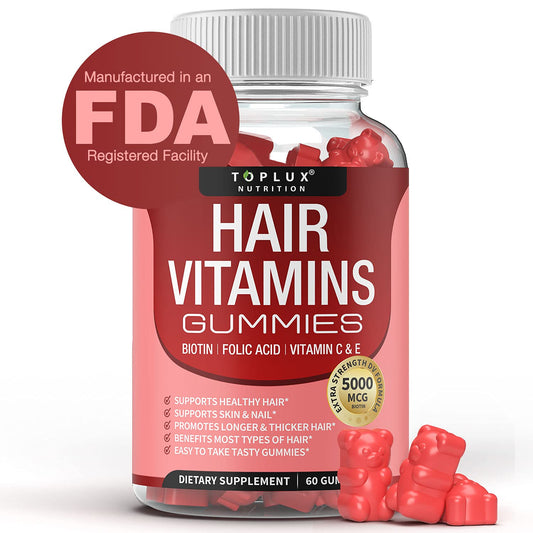 Hair Vitamin Gummies bottle with Biotin 5000mcg label