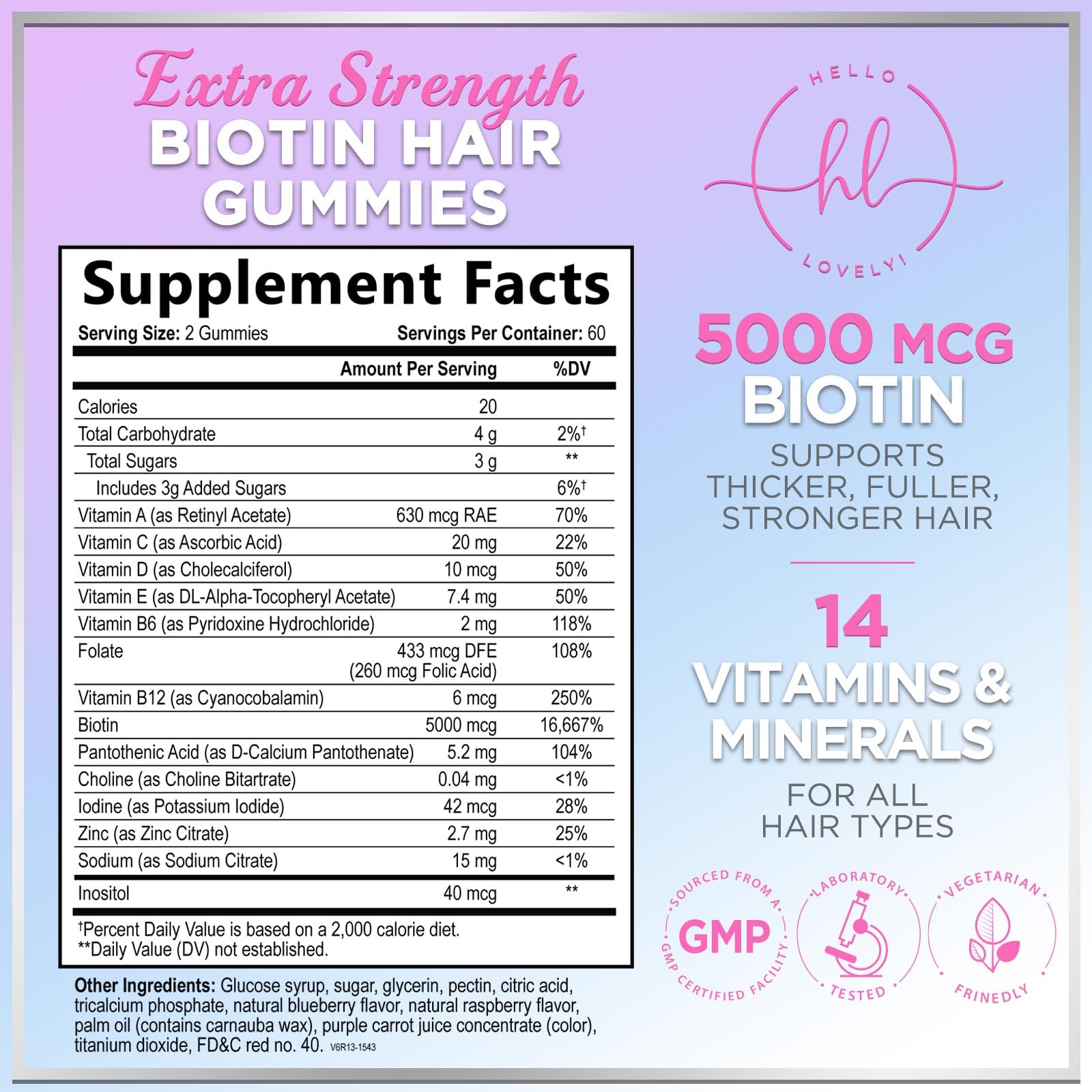 Side view of Hair Vitamins Gummies bottle