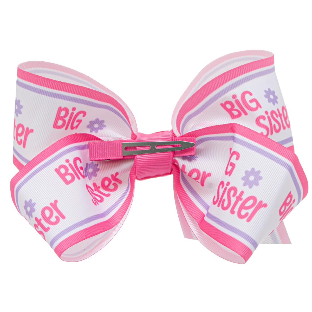 HAIRBOWS Grosgrain bow close-up on knot wrap center; durable clip for active kids.