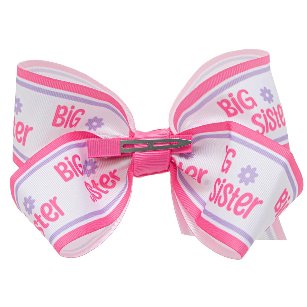 HAIRBOWS Grosgrain bow close-up on knot wrap center; durable clip for active kids.