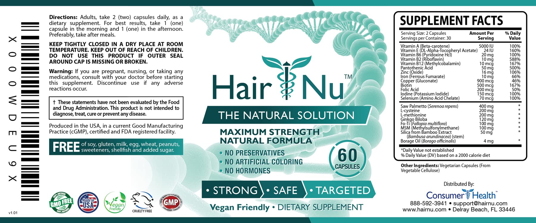 HairNu product packaging on a white background