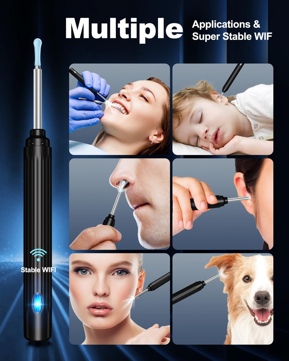 HaYiue ear cleaner compatible with Android and iOS devices for versatile viewing