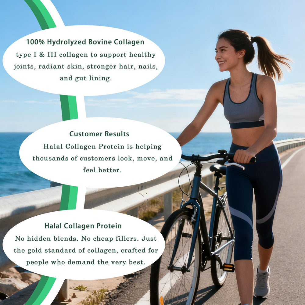 Halal certification logo on collagen protein packaging