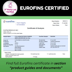 Label showing Type I & III hydrolyzed collagen peptides