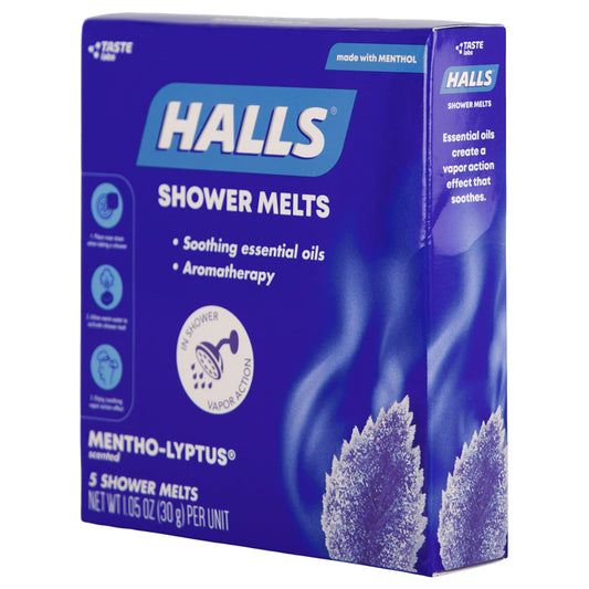 Close-up of a single Halls shower melt showing texture