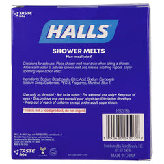 Factory packaging of Halls Soothing Shower Melts 5-pack