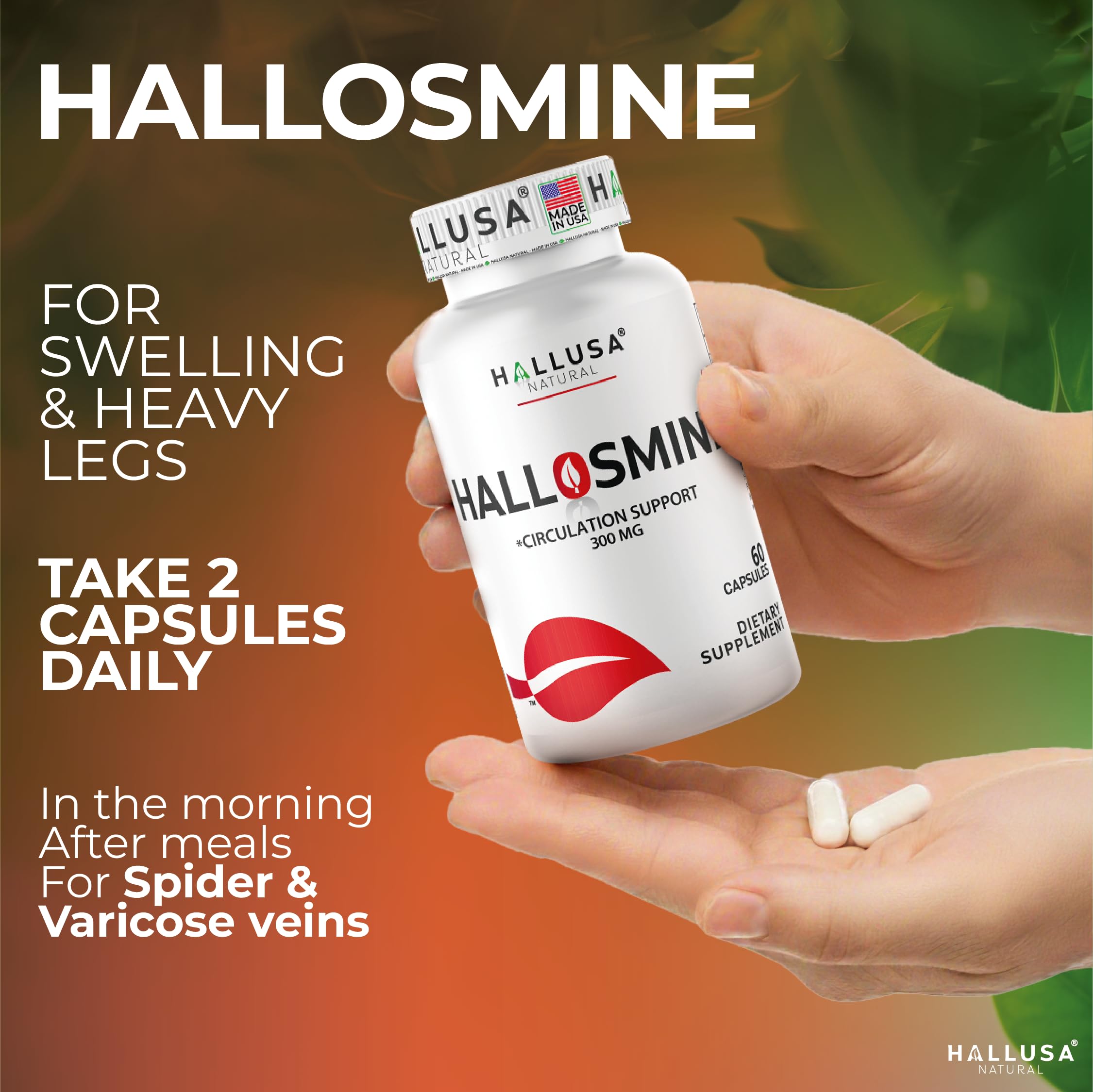 60-capsule pack of Hallusa Diosmin Circulation
