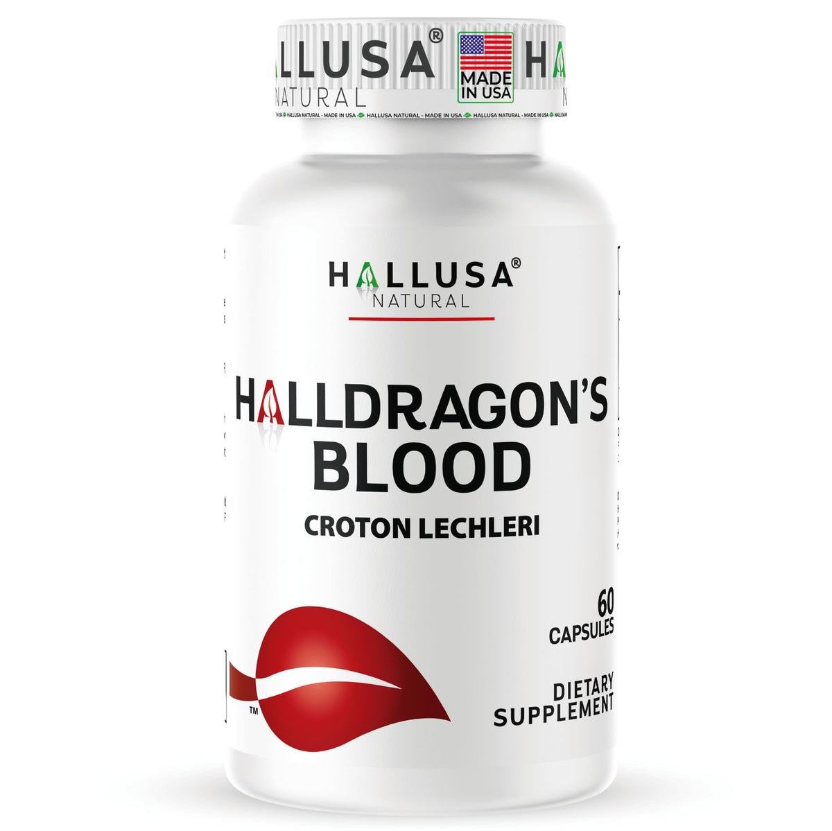 Bottle of Hallusa Dragon's Blood 1000 mg capsules